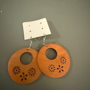 Elegant Brown Wooden Earrings